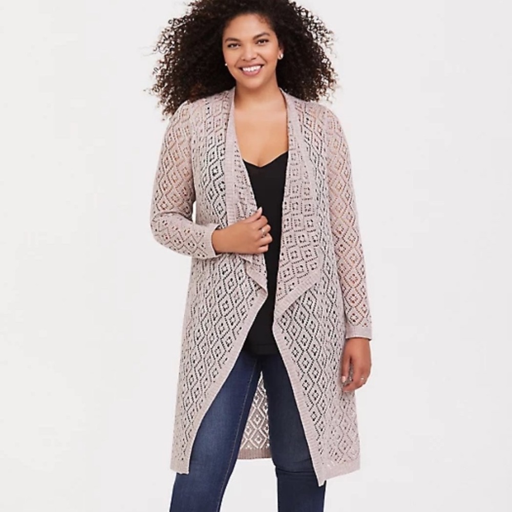 Torrid Mauve Drape Open Cardigan